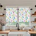 Easter Kitchen Curtains 24 Inch LengthDurable Floral Easter Kitchen Curtains 3 Piece Set, Vibrant Colors Rabbit Eggs Kitchens Window Curtain Over Sink for Kitchens Decor Blackout (54"W x 24"L (Pack of 1))
