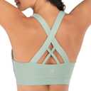 RUNNING GIRL Sports Bra for Women, Criss-Cross Back Padded Strappy Sports Bras Medium Support Yoga Bra with Removable Cups (A-green)
