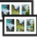 8x14 Collage Picture Frame, 4x6 Picture Frame Collage Frame Display 3 Pcs 4x6 Photos with Mat, or 8x14 Without Mat for Wall Decor - Horizontal or Vertical Wall Mounting, Black (2 Pack)