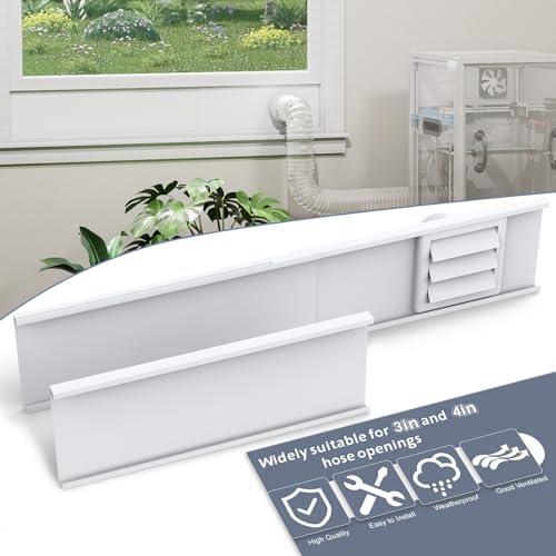 Flamorrow Window Vent Kit with Outdoor Vent Cover Fit for 3" and 4" Hose，Adjustable Window Vent Seal Panels for Exhaust Ventilation Duct of Laser Engraver/3D Printer Enclosure, Dryer, Grow Tent