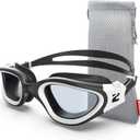ZIONOR Swim Goggles, G1 SE Swimming Goggles Anti-Fog for Adult Men Women (A0-clear Lens Black White Frame)