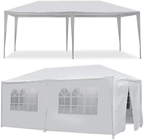 Saturnpower 10'x20' Outdoor White Wedding Party Tent Waterproof Gazebo Tent Camping Storage Shelter BBQ Pavilion Canopy Cater Events with Removable Sidewalls and Windows Tent