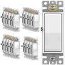Enerlites Light Switch On/Off Paddle Wall Switch 91150-W | 15 Amp, 120V/277V, AC, Single Pole, 3 Wire, Grounding Screw, Residential and Commercial Graded Light Switch, UL Listed | White -   Wall Plate Not Included, 20 Pack