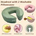 Massage Headrest for Bed with 2 Pillowcases Home Mattress Top Adjustable Massage Table Head Holder for Professional and Home Use with 2 Pack of Removable & Washable Pillowcases (Green & Light Pink)