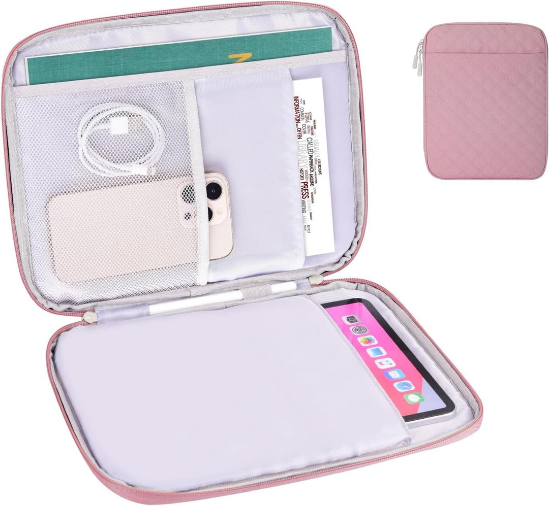 8-9 Inch Tablet Sleeve Bag, Padded Travel Pouch for Galaxy Tab A9 8.7/Tab A 8.4/Fire HD 8 (Pink, 8-9 Inch)