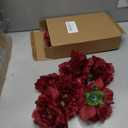 Tinsow Burgundy Artificial Peony Flowers for Halloween Home Decoration, 5 Pcs Red Faux Peonies for Fall Decoration, Silk Flowers Bouquet (5, Maroon)