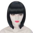 14 inches Halloween Party Short Straight Black Bob Hair Wigs