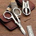 Kings County Tools Folding Sewing Scissors | Elegant and Useful Tool | Hand Crafted in Nogent, France | Includes Fitted Leather Case