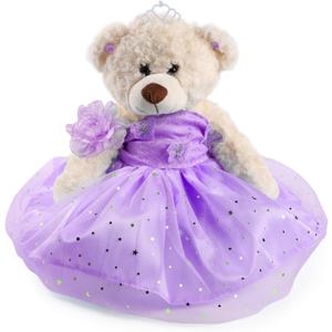Quinceañera Teddy Bear with Dress – Quinceañera Decoration & Gift for Girls – Centerpiece Doll for Quinceañera – Lavender