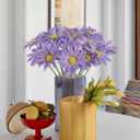 IPOPU 15pcs Daisies Artificial Flowers Faux Purple Daisies Flowers 12" Fake Wildflowers Flower Silk Flowers for Floral Arrangements Wedding Home Garden Decor (Purple)