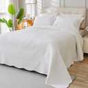 Cmfshape 100% Cotton Quilt Oversized King Size-White Bedspread 120"x120"-Coin Pattern Bedding Set 3 Pieces-Pre-Washed Lightweight Microfiber Coverlet-Suitable for Bed,Couch,Quilt Blanket All Seasons