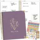 bloom daily planners Undated To-Do List Planner with Hourly Timed Schedule for Appointments - 185 Daily Pages (Half Year) - Hard Cover Page A Day Agenda (7 x 9) - Purple Linen