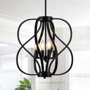 Black Chandelier 4 Light Industrial Dining Room Light Fixture 18'' Modern Farmhouse Contemporary Chandelier Hanging Pendant Light Fixture Entryway Chandelier for Foyer,Kitchen,Living Room,Bedroom