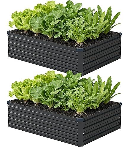 Zunatu 4x3x1 ft(2 Pack) Galvanized Raised Garden Bed, Outdoor Planter Box Metal Patio Kit Planting Bed for Vegetables Flowers and Succulents, B ,Silver