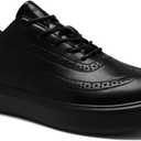 Men's Orthopedic Leather Dress Shoes: Wide Toe Box Comfortable Arch Support Plantar Fasciitis Business Formal Oxford, Orthotics Flat Feet Casual Walking Shoes for Foot and Heel Pain Relief (K1-black)