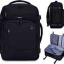 ECOHUB 17" Small Travel Backpack, United Airlines Personal Item Bag 17x10x9 with 16 Pockets, Water Resistant Rucksacks Fit 15.6" Laptop, AirTag Pocket, Lightweight Casual Daypack, 25L, Black