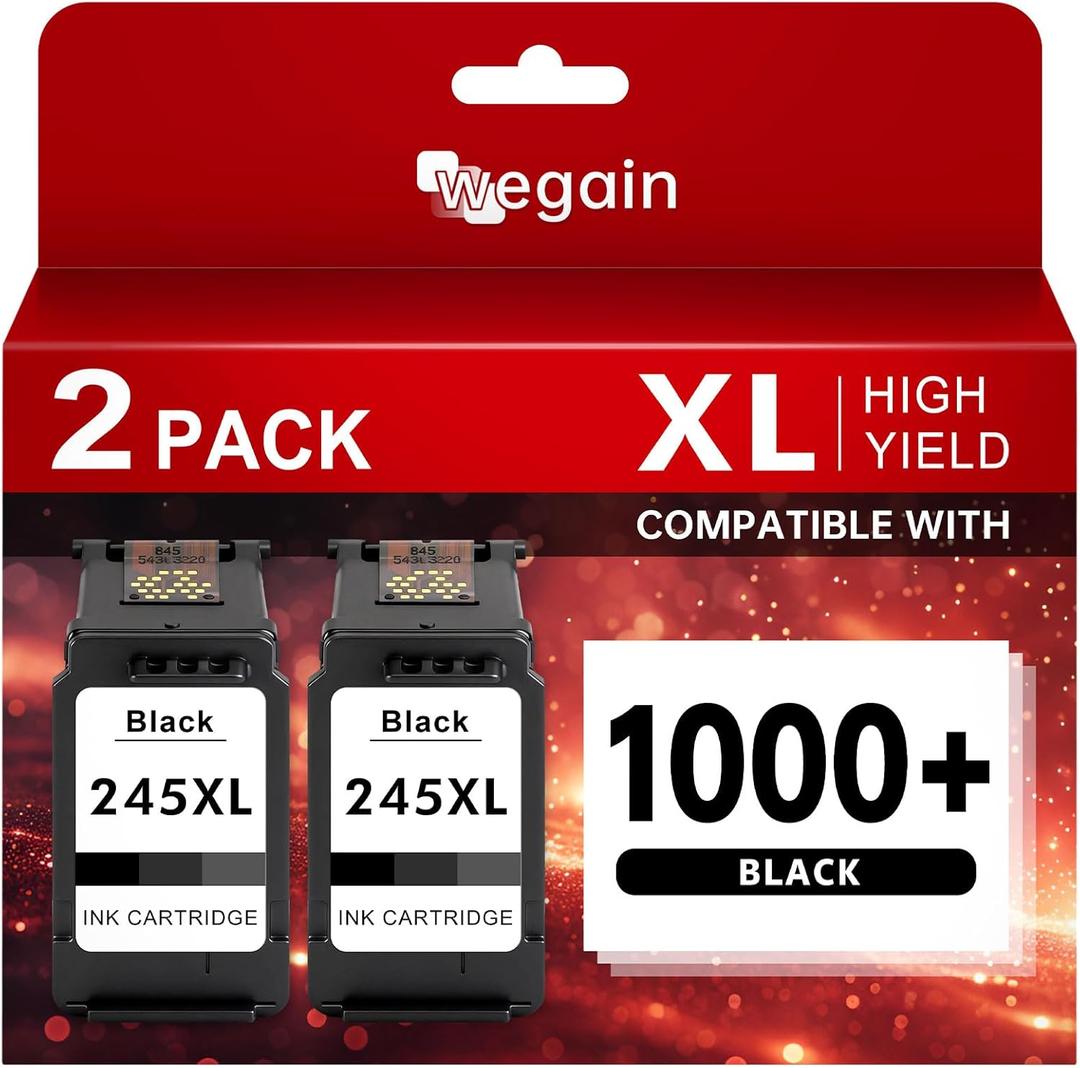 High-Yield PG-245XL Black Ink Cartridge Compatible for Canon 245 245XL 246 XL Ink Work with Canon PIXMA TR4520, TS3320, MG2522, MG2525, MX490, TS302 Printer (2 Black)