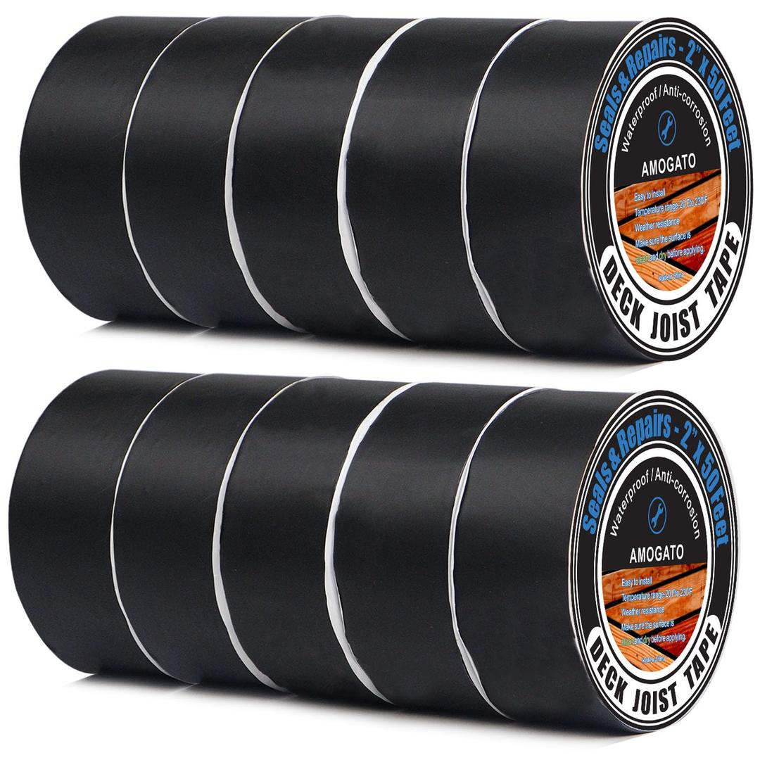 Premium Joist Tape for Decking  2 Inch x 50 Feet 10 Pack Joist Butyl Tape, Waterproof Deck Wrap Tape  Suitable for Various Surfaces Including Wood, Metal, Plastic, and Rubber