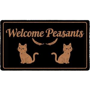 Welcome Peasants Funny Cat Doormat 30x17 Inch, Coir Front Door Mat Inside Entrance, Indoor/Outdoor for Entryway with Non-Slip PVC Backing, Cute Farmhouse Porch Decor, Cats Lover Gift Mat