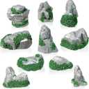 Warmtree 10 Pcs Diorama Rocks Fake Rock Miniature Stone Rock Statue for Diorama Supplies Micro Train Landscape Railway Sand Table Zen Garden Accessories (Green)
