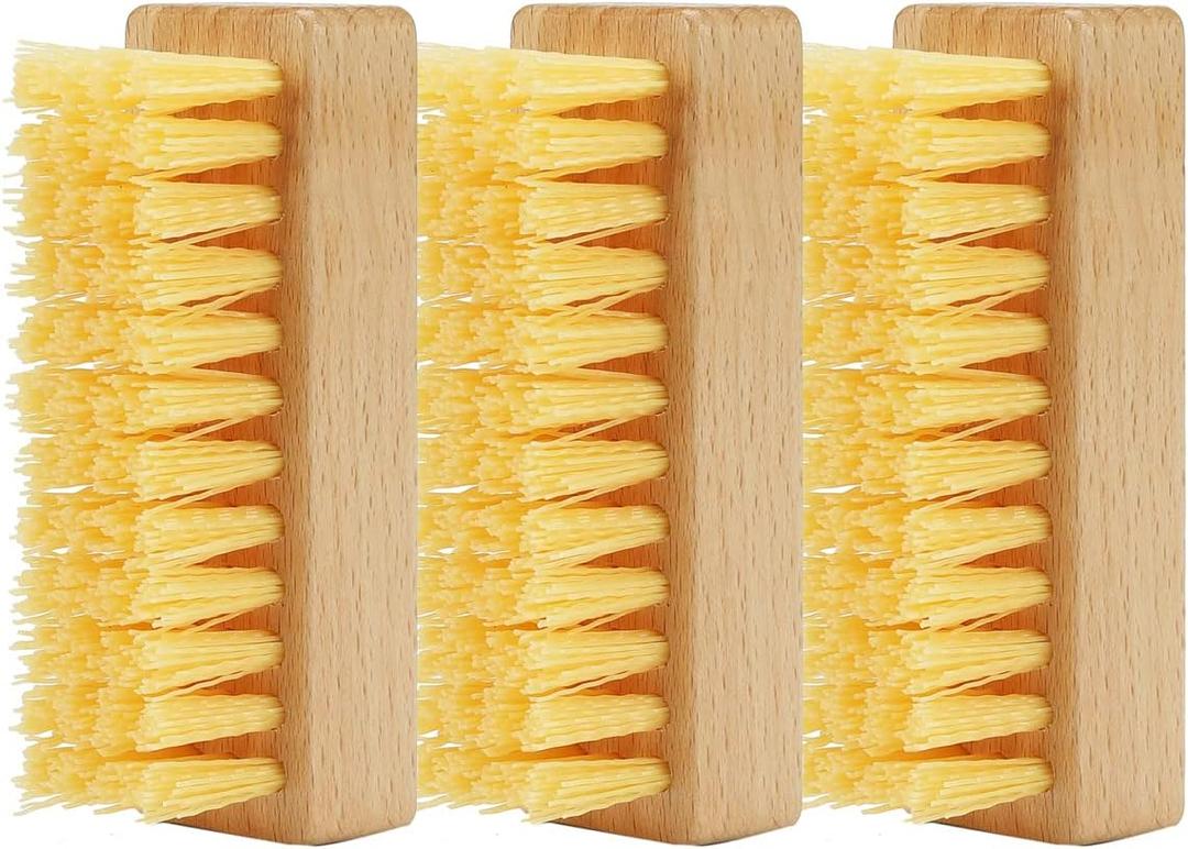 Shoe Cleaning Brushes, Wooden Shoe Sole Bottom Scrub Brush, Stiff Nylon Bristles Scrubbing Stubborn Stains - 3 Pack