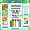 30 Pack-210+ Piece Sports Stationery Gift Set, Valentines Day Gifts Cards for Kids Classroom Exchange Prize, Valentine's Sports Party Favors with Cards Cups Pencils Rulers Stickers Erasers