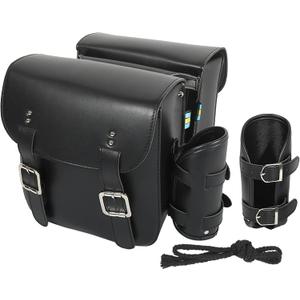 Motoforti Pair Motorcycle Saddlebag Side Tool Bags Cycling Luggage Bag Waterproof Faux Leather, 36x29x12cm