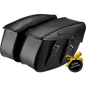 KEMIMOTO Synthetic Leather Motorcycle Saddlebag for Street Glide Electra Glide Touring Model, Universal 34L, Black