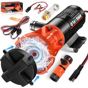 RV Macerator Pump 12V, Portable Macerator Waste Pump,12GPM Suction 3.2 feet Lift 10 feet with Garden Hose Discharge Port, Quick Release Sewage Pump with Fresh Water Rinse and Manual Crushing Function.