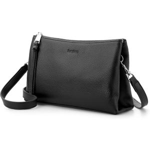 befen Genuine Leather Crossbody Bags for Women, Small RFID Leather Cross Body Purses Shoulder Handbags (Black)