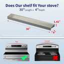 IIIOIIIA Stove Top Magnetic Shelf for Kitchen Organization, 30" Magnetic Spice Rack Over the Stove, 4" Deep Spice Organizer With Border All Around, Brushed Stainless, Silver