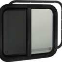Cargo Trailer Windows,24" W x 20" H RV Windows for Cargo Trailer/Camper/Travel Trailer with Trim Ring,Horizontal Sliding Replacement Fit 15/16" or 1-3/8" Thick Wall,Allow Error 1/16,DOT Approved