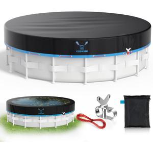 8ft Round Pool Cover, Stock Tank Pool Cover with Winch & Cable, 420D Oxford Fabric for All Season Use - Tear Resistant, UV & Dust Proof