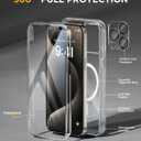 Miracase Magnetic for iPhone 15 Pro Case Full-Body Bumper Phone case with Built-in Glass Screen Protector& Camera Protector, [Compatible with MagSafe] Military Drop Proof 15 Pro Cover 6.1 inch,Clear