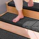 Brakki Bullnose Carpet Stair Treads, Non Slip Stair Treads for Wooden Steps Indoor, Stair Runner, Soft Stair Rugs for Pets, Edging Stair Protectors, Washable, 29.5"x9.5"x1.5" 14pcs, Black Grey