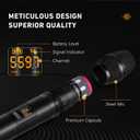 UM206 2 Channel Wireless Microphone System with Dynamic Mics, 200ft Range, UHF Frequencies, Dual Wireless Handheld Mics for Karaoke, Singing, DJ, Stage, Church and Recording