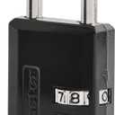 Master Lock Black Combination Padlock, Indoor Gym Locker Lock with Customizable 3-Digit Code for Luggage, Backpacks, Cabinets, 647D