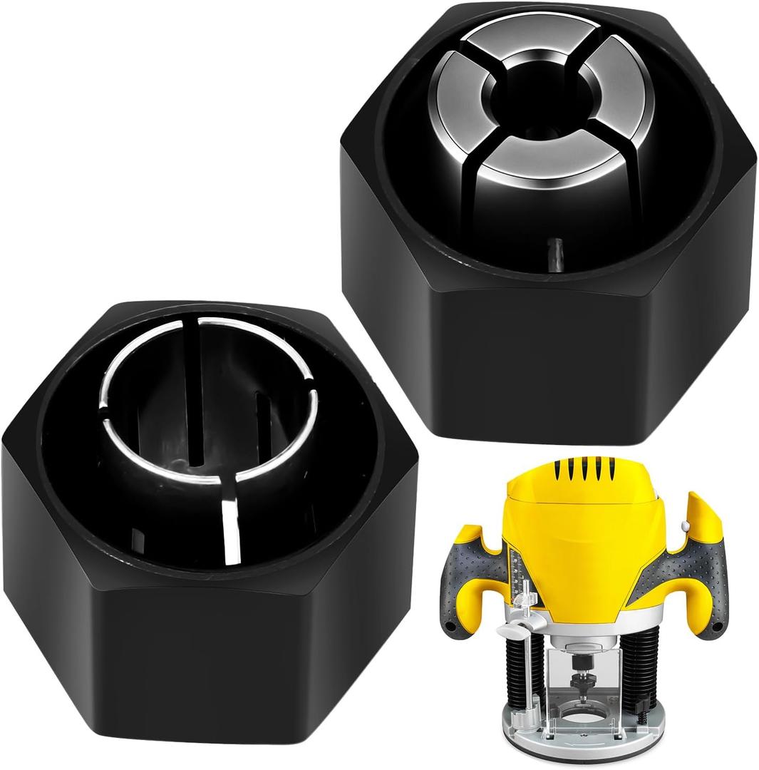 Threlaco 2 Pcs Router Collet Kit Replacement 1/4" and 1/2" Compatible with Dewalt Dw621 Dw616 Dw618 Dw622 Dw626 and 1613, 1617, 1618 Series Routers