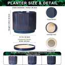 Ceramic Planter, 10 Inch Plant Pots with Saucer, Retro Blue