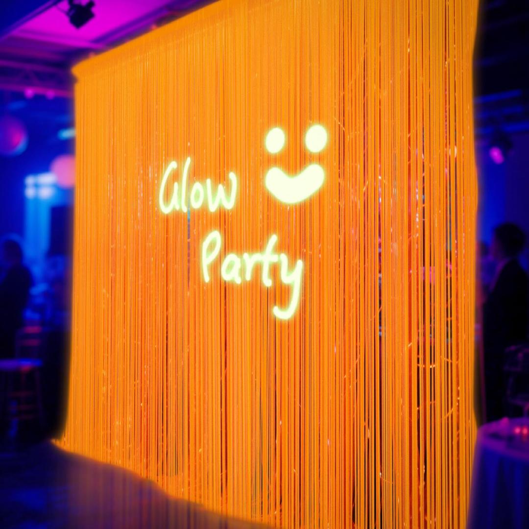 2 x 3 Pack 9.9 x 6.6 ft UV Neon Macaron Orange Tinsel Foil Fringe Curtains Glow UV Reactive Black Light Neon Party Favors Glow in The Dark Party Supplies for Birthday Halloween Backdrop Streamer