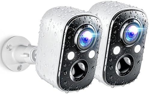 Techage Security Cameras Wireless Outdoor, 2K Battery Powered Cameras for Home Security with AI Motion Detection, 2.4G WiFi, Color Night Vision, 2-Way Talk, IP66 Waterproof, Cloud/SD Storage 2 Pack