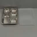 3 Pack Stainless Steel Snack Containers with Lids, 5Compartment Reusable Meal Prep Lunch Trays with PP Lids, Divided Food Storage Container for Cafeteria Restaurant Travel, 10.2 in x 7.1 in x 1.6 in