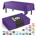 Exquisite Party Solids 6-Pack Premium Plastic Tablecloth 54in. x 108in. Rectangle Plastic Table Cover - Purple