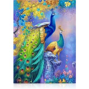 Modern Merch Birds Diamond Art for Adults, Peacock Feather Landscape 5D Diamond Painting for Adults, DIY Bird Decor Cross Stitch Gem Art Full Round Drill 12x16 Modern Merch Birds Diamond Art for Adults, Peacock Feather Landscape 5D Diamond Painting for Adults, DIY Bird Decor Cross Stitch Gem Art Full Round Drill 12x16