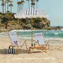 6FT Stripe Fringe Beach Umbrella for Sand with Sand Anchor, UPF 50+ Sun Shade with Tassels, Adjustable Tilt Pole, Portable Coastal Umbrella for Beach & Pool, Heritage Black Stripe