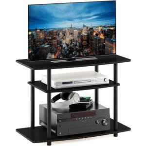 Furinno Turn-N-Tube No Tools 3-Tier Entertainment Center TV Stand for TV up to 32 Inch, Plastic Round Tubes, Espresso/black