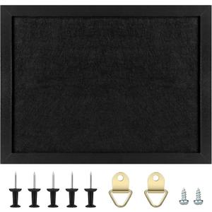 TORASO Cork Board Bulletin Board with Felt,Wood Framed Display Bulletin Board for Walls with Pins, Eye Bolts, gaskets, Screws, Pin Board for Office, School and Home(Black,1pc) (11x14.5 - 1p)