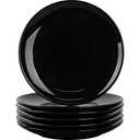 DELLING Porcelain Appetizer Plates, 7 Inch Black Dessert/Salad Plates - Small Dinner Plates for Sides, Snack, Pasta - Kitchen Ceramic Serving Dishes, Microwave and Dishwasher Safe - Set of 6
