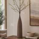 Tall Ceramic Vase, Slim Matte Decor, 17.7 Inch, Tea Brown