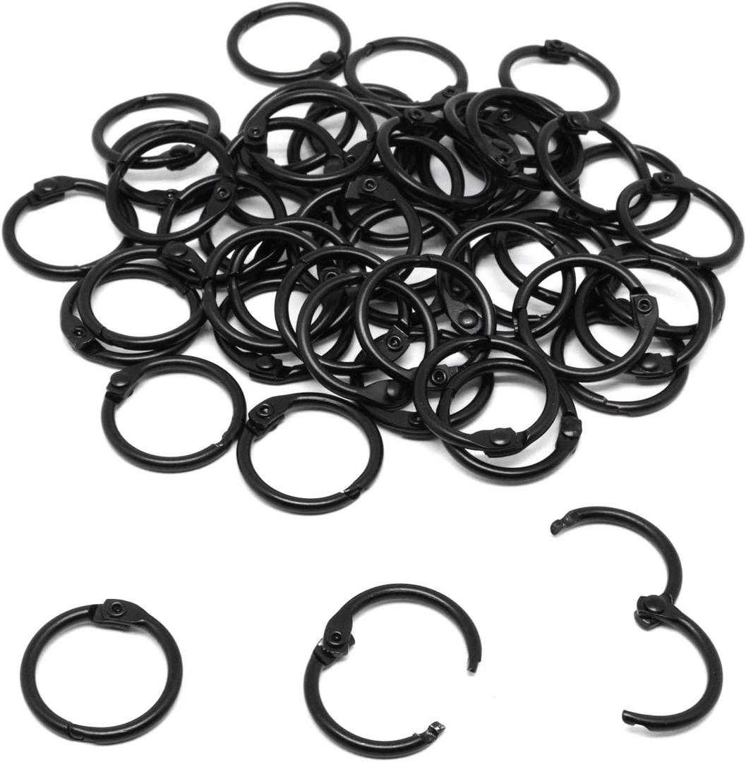 Small Binder Rings 1/2 inch, Book Rings 50pc, Flash Card Rings, Rings for Index Cards, Black Loose Leaf Binder Rings, Paper Rings Metal, Ring Clips, Book Binder Rings
